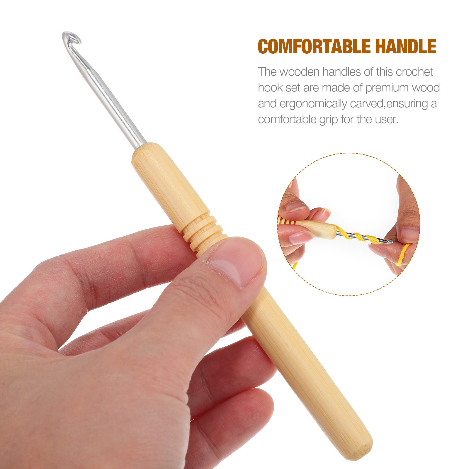 مجموعة واحدة من إبر الكروشيه ا - مراجعة Wooden Crochet Hooks Ergonomic Handle وسعره