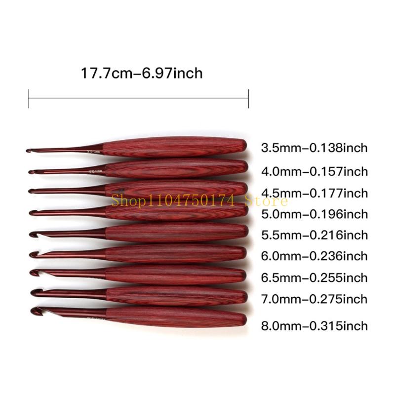 9 قطعة مقبض خشبي الألومنيوم إب - مراجعة Wooden Crochet Hooks Ergonomic Handle وسعره