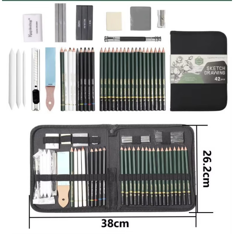 أقلام رسم جرافيت محمولة 42 قطع - مراجعة Painting Supplies وسعره