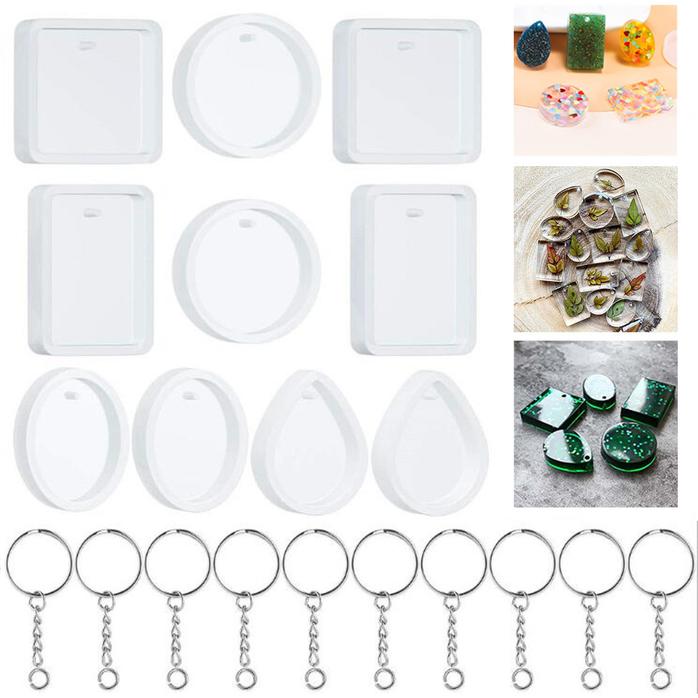 20 قطعة/المجموعة Keychain بها  - مراجعة Silicone Epoxy Resin Molds Set وسعره