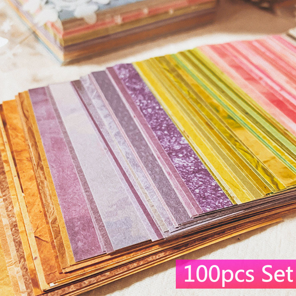 100 قطعة خلفية الملمس الملونة  - مراجعة Vintage Junk Journal Scrapbooking Paper وسعره