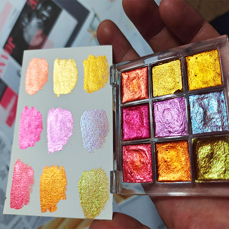 9 لون مسمار لون صاف صبغ أورورا - مراجعة Watercolor Paint Set Solid Pigment وسعره