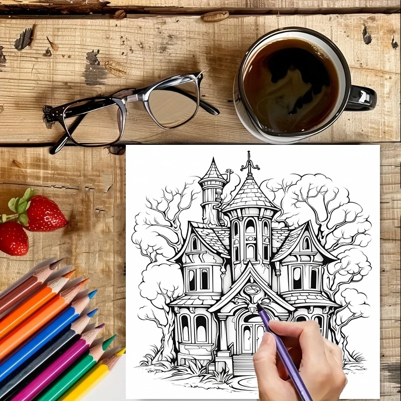 كتاب تلوين بيت الأشباح للبالغي - مراجعة Painting Supplies وسعره