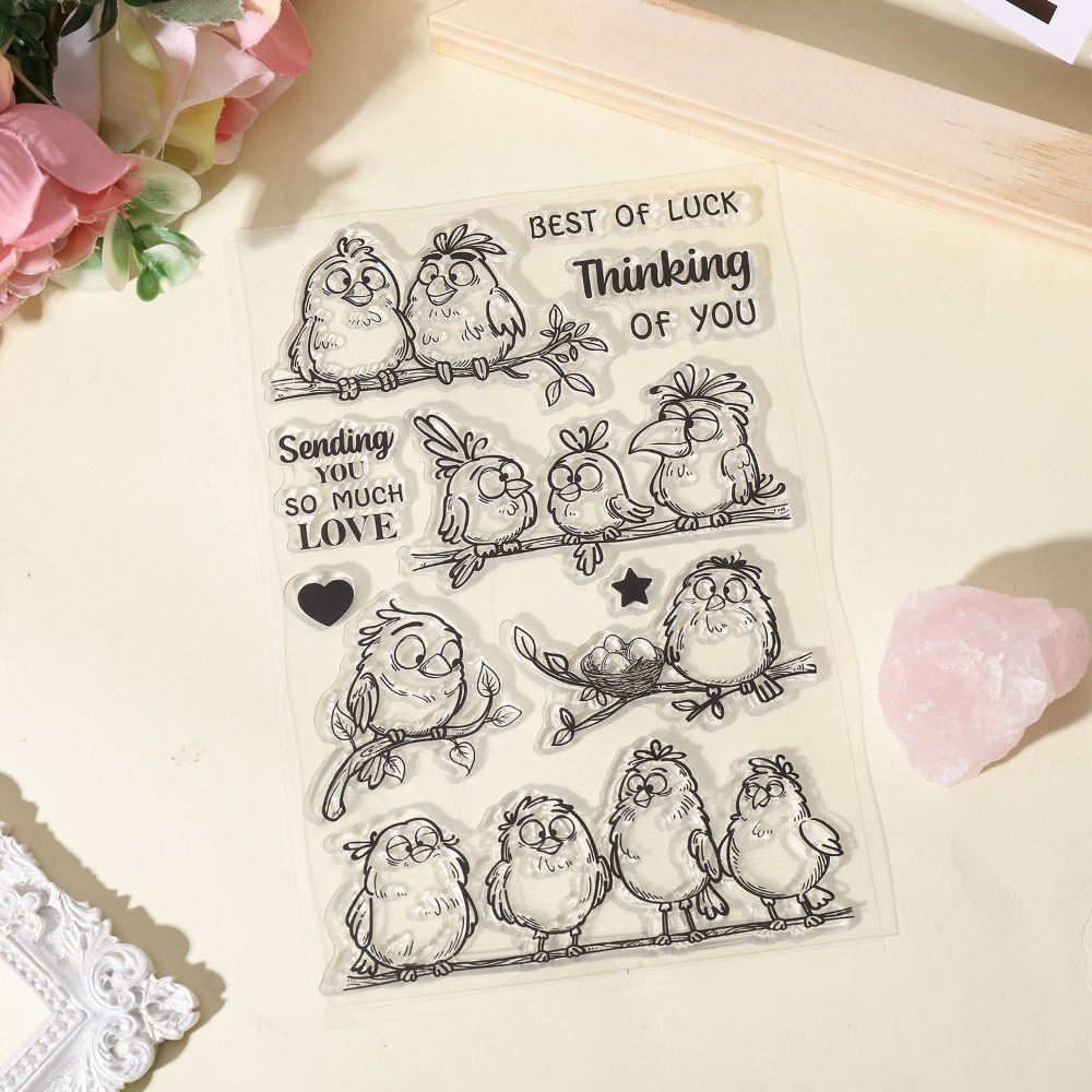 مضحك فروع الطيور واضح Stamps ا - مراجعة Clear Silicone Stamps For Card Making وسعره