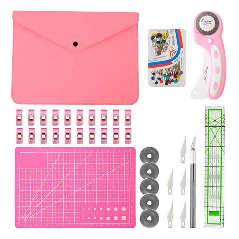 طقم قطع دوارة باللون الوردي -  - مراجعة Rotary Cutter For Fabric 45Mm وسعره